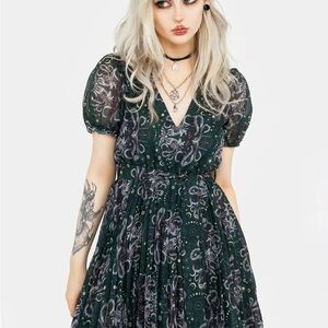 Cailleach Puff Sleeve Pleated Mini Dress